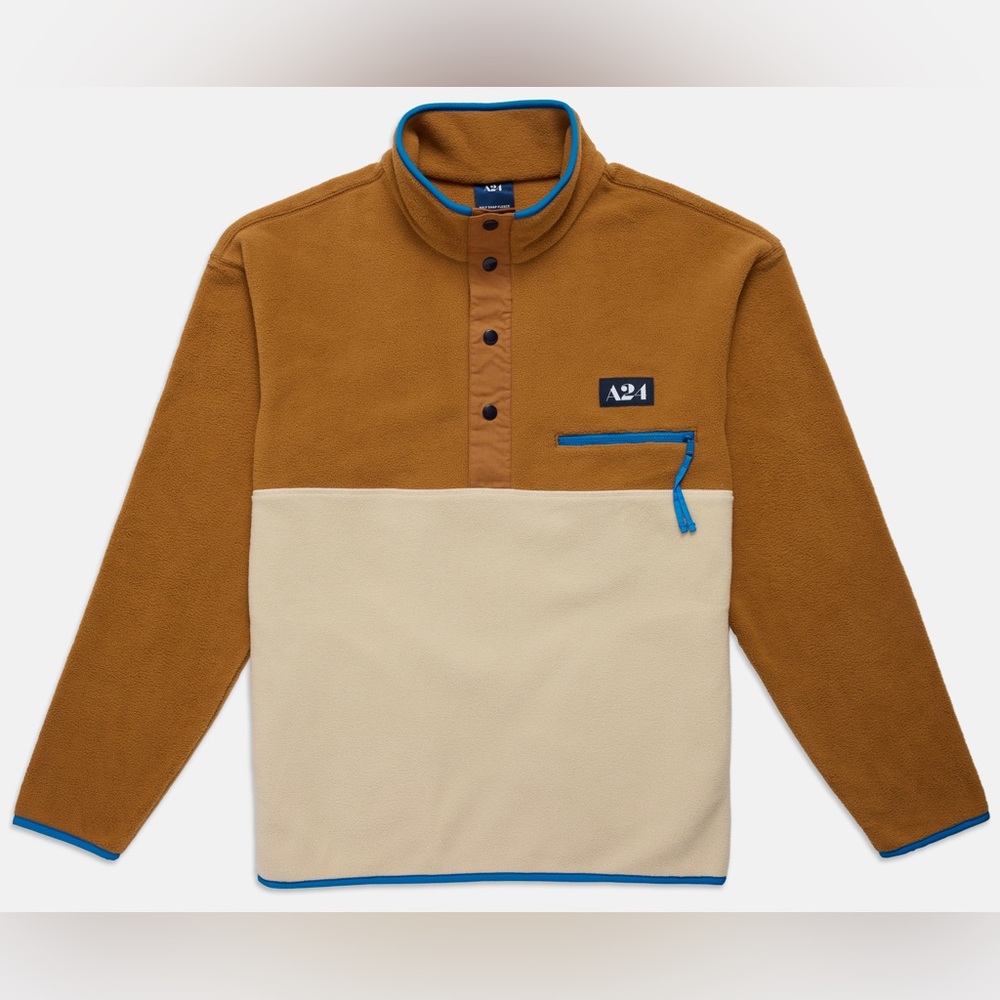 A24 FILMS Copper Half Snap Fleece Pullover L
